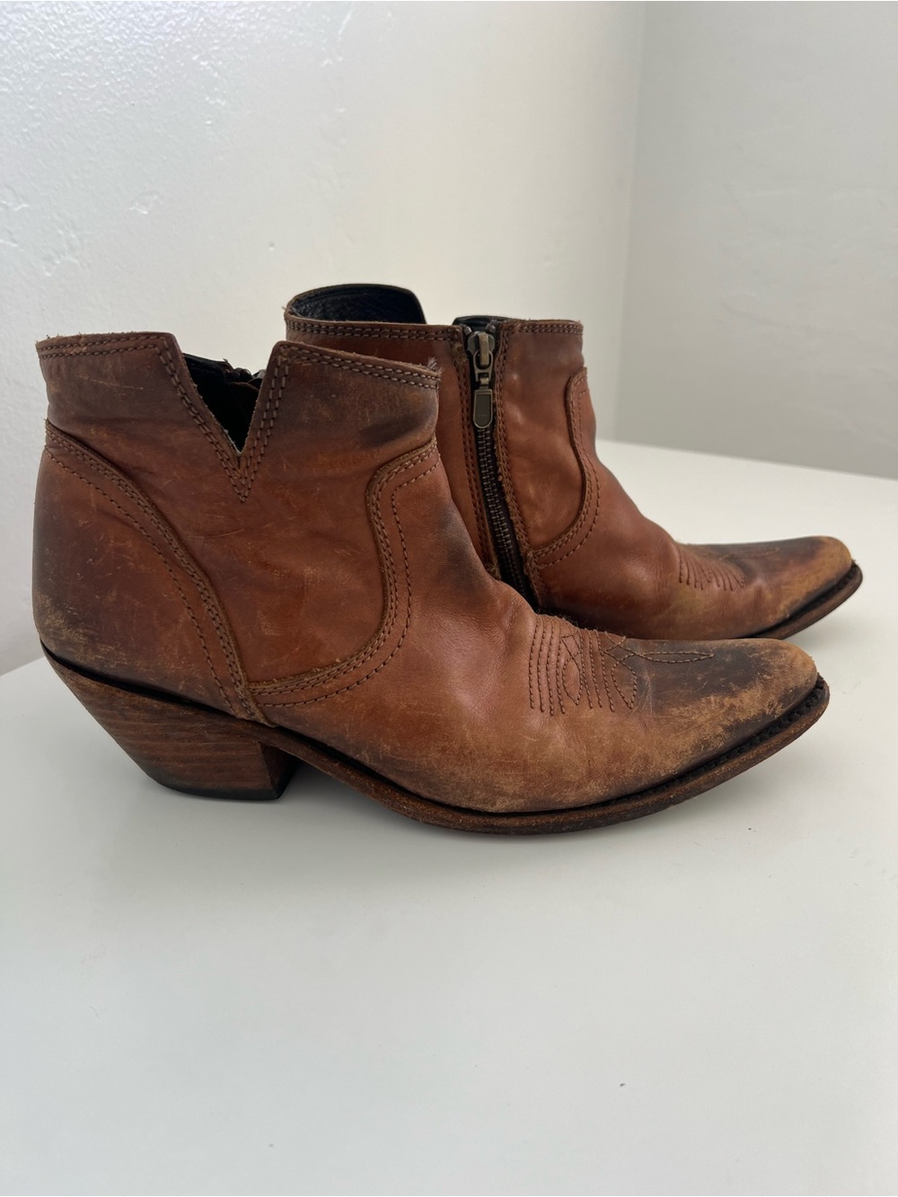 LIBERTY Black Brown Leather Ankle Booties
